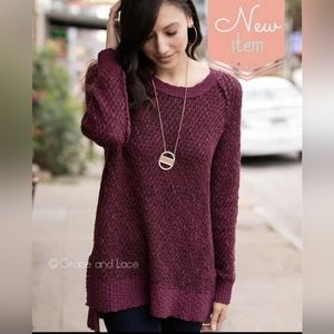 Grace & Lace maroon honeycomb tunic sweater